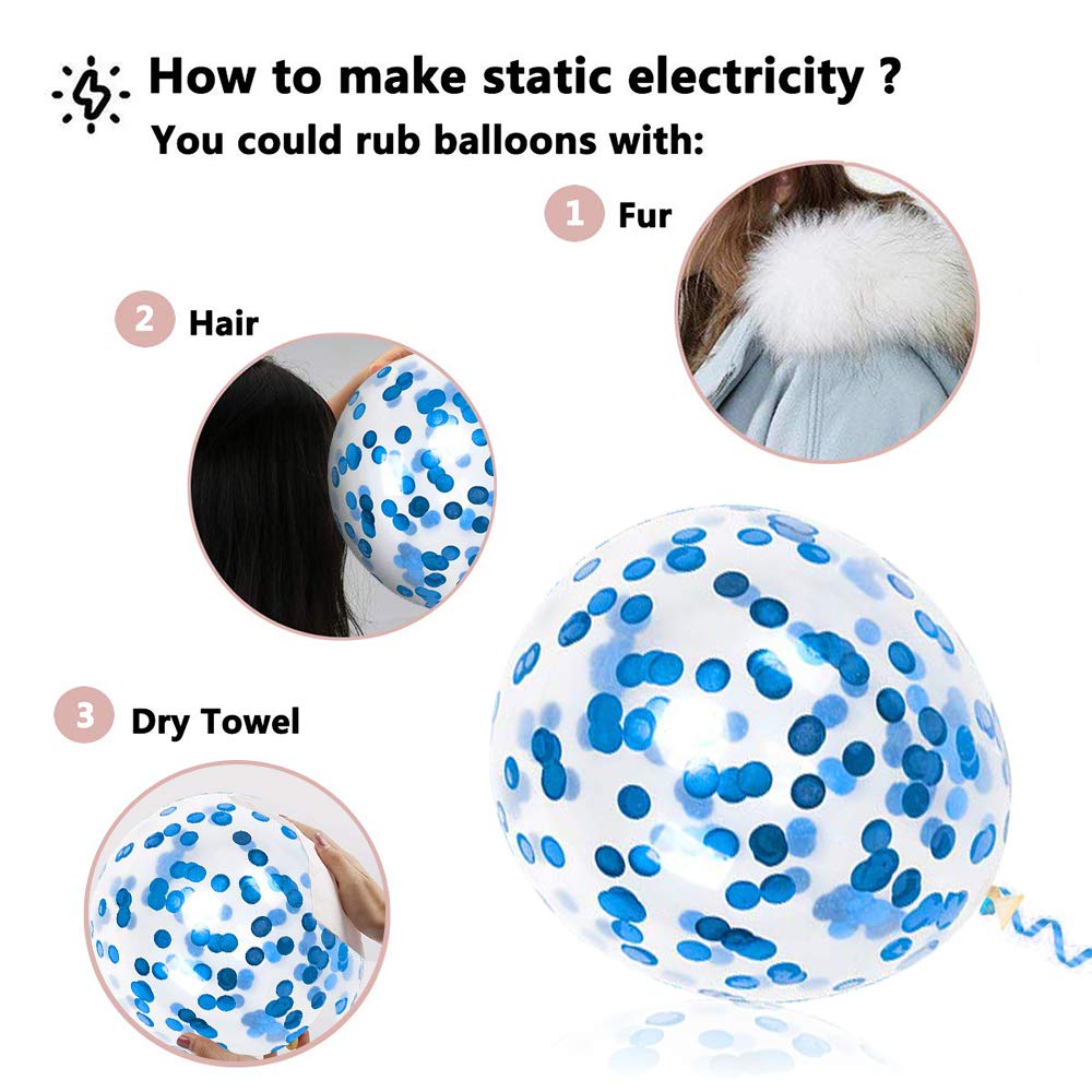 Hiquaty white balloons with blue confetti for blue-white elegance.