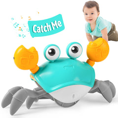Hirger Crawling Crab toy front view with engaging lights to boost tummy time play