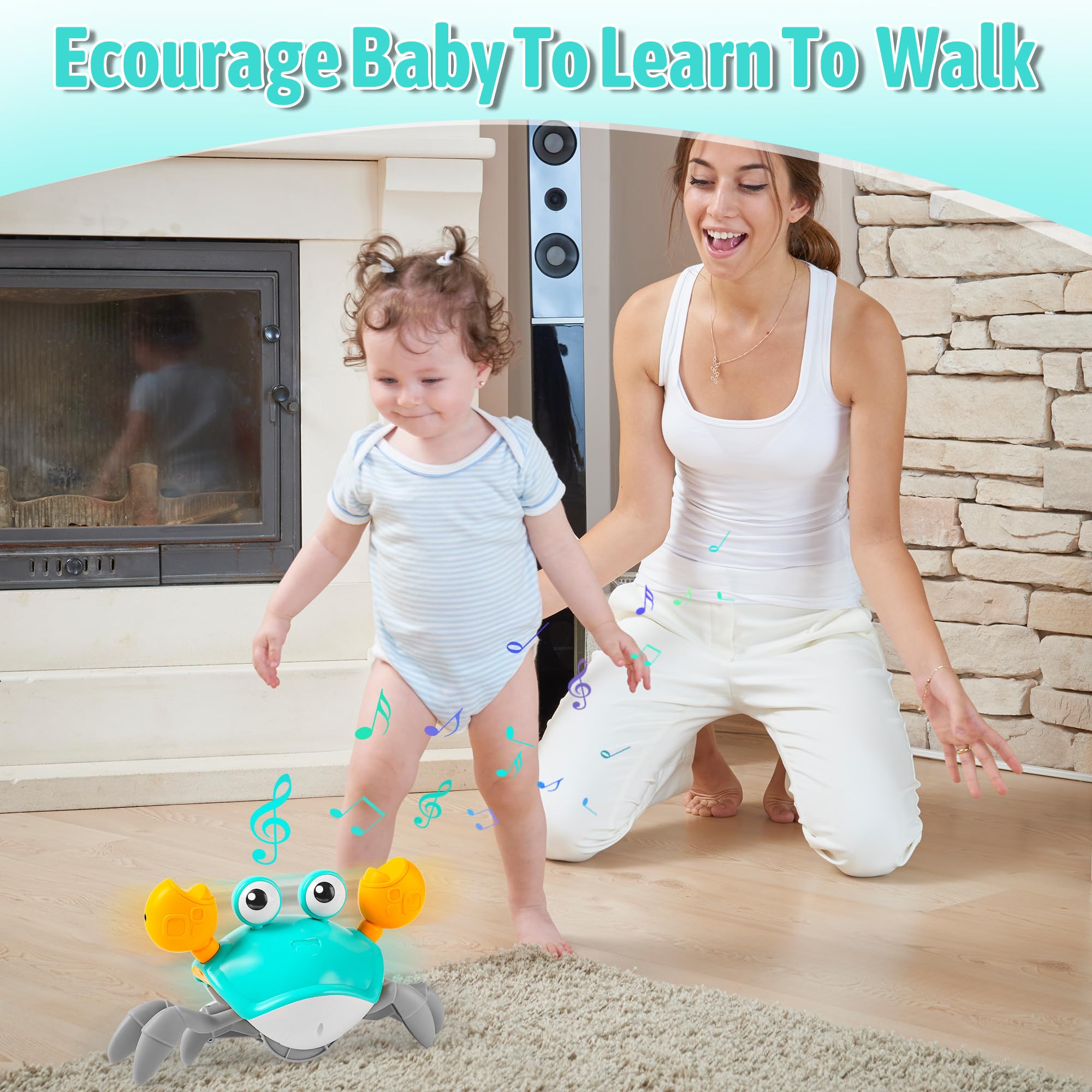 Hirger Crawling Crab toy being used during tummy time for engagement