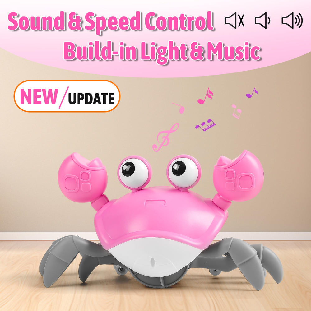 Hirger Crawling Crab Toy lights and music attract baby during play.