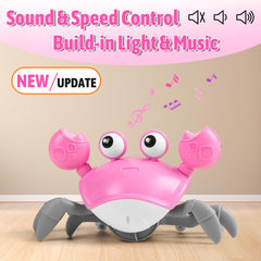 Hirger Crawling Crab Toy lights and music attract baby during play.