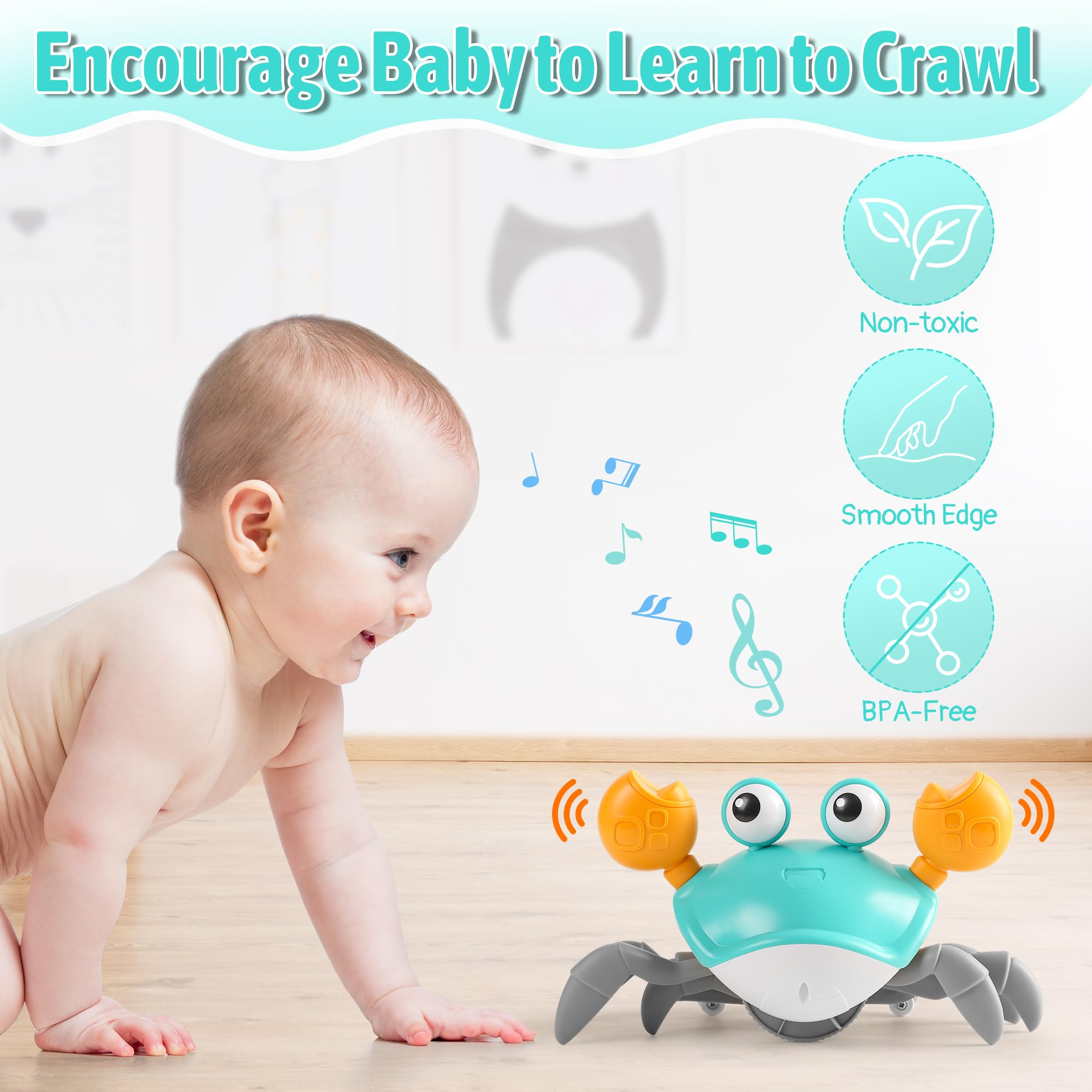 Hirger Crawling Crab toy mute button for quiet play sessions