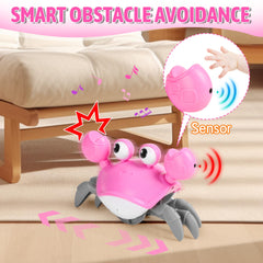 Hirger Crawling Crab Toy obstacle sensor helps keep play safe.