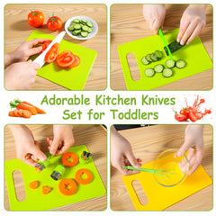 Hirger cutting boards, peeler, and molds for real cooking practice.