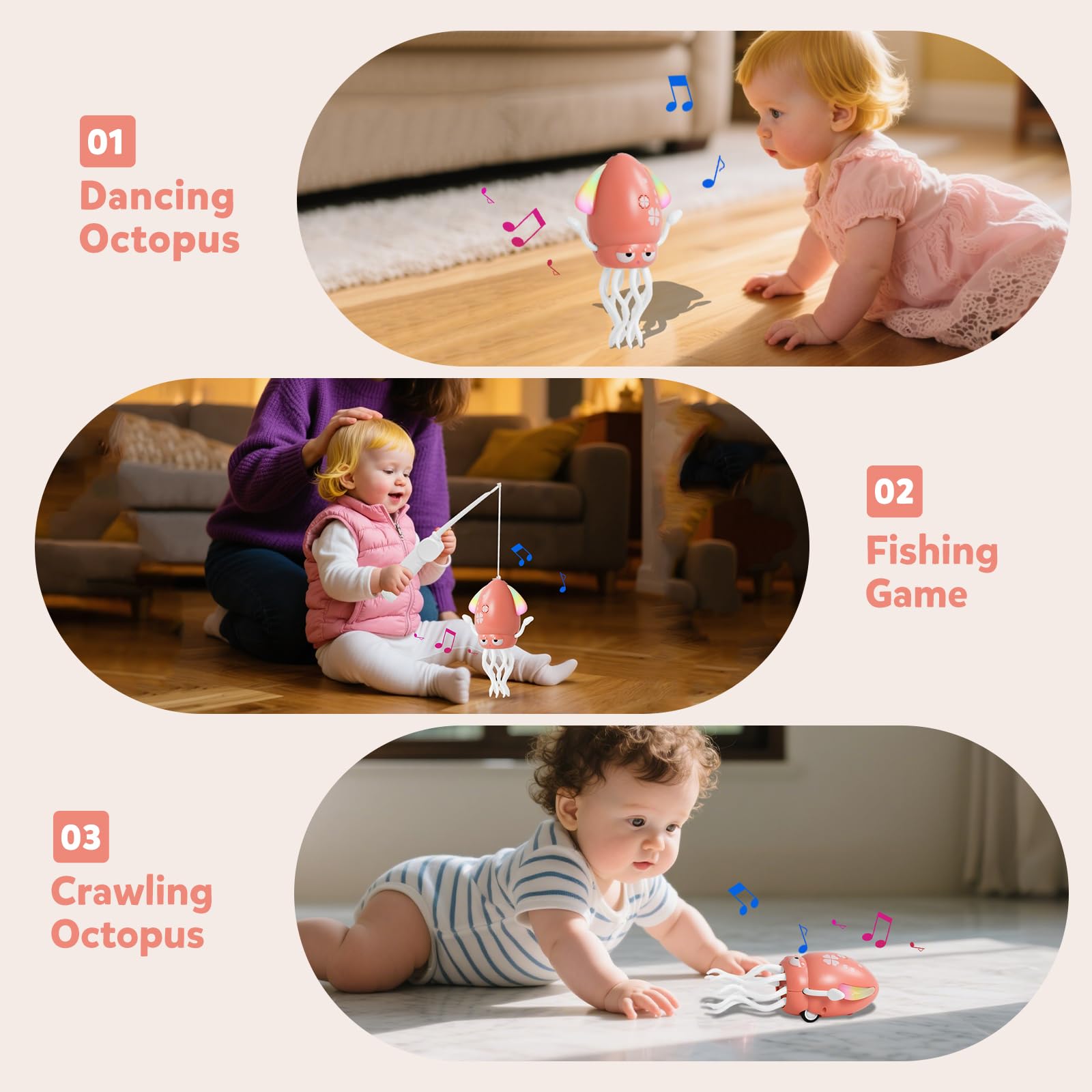 Hirger Dancing Octopus toy lights and music boost sensory engagement.