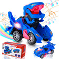 Hirger transforming dino car front view shows dual modes for imaginative play