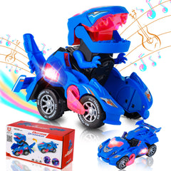 Hirger transforming dino car front view shows dual modes for imaginative play
