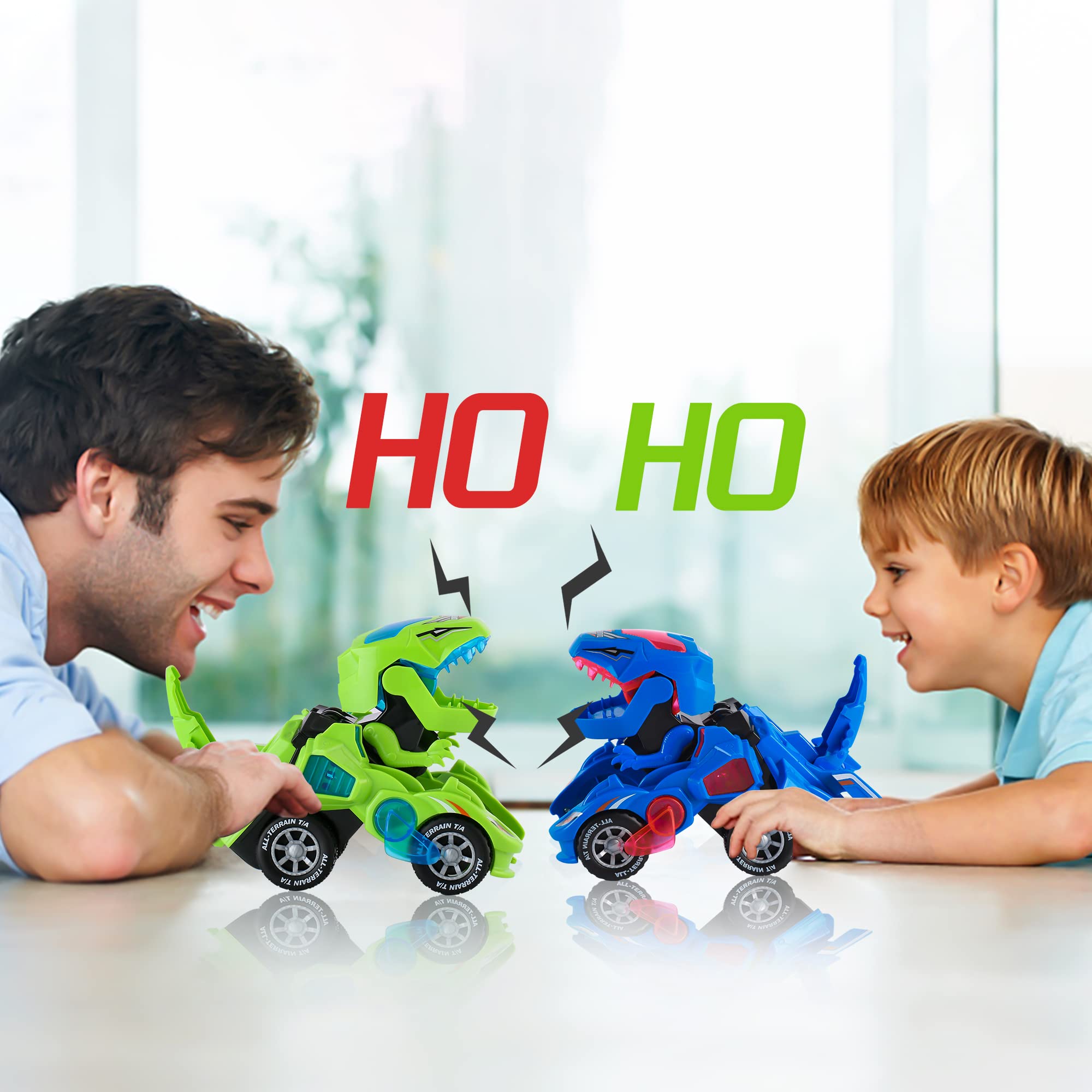 Hirger Transforming Dinosaur Car kid playing demonstrates durable, kid-friendly design