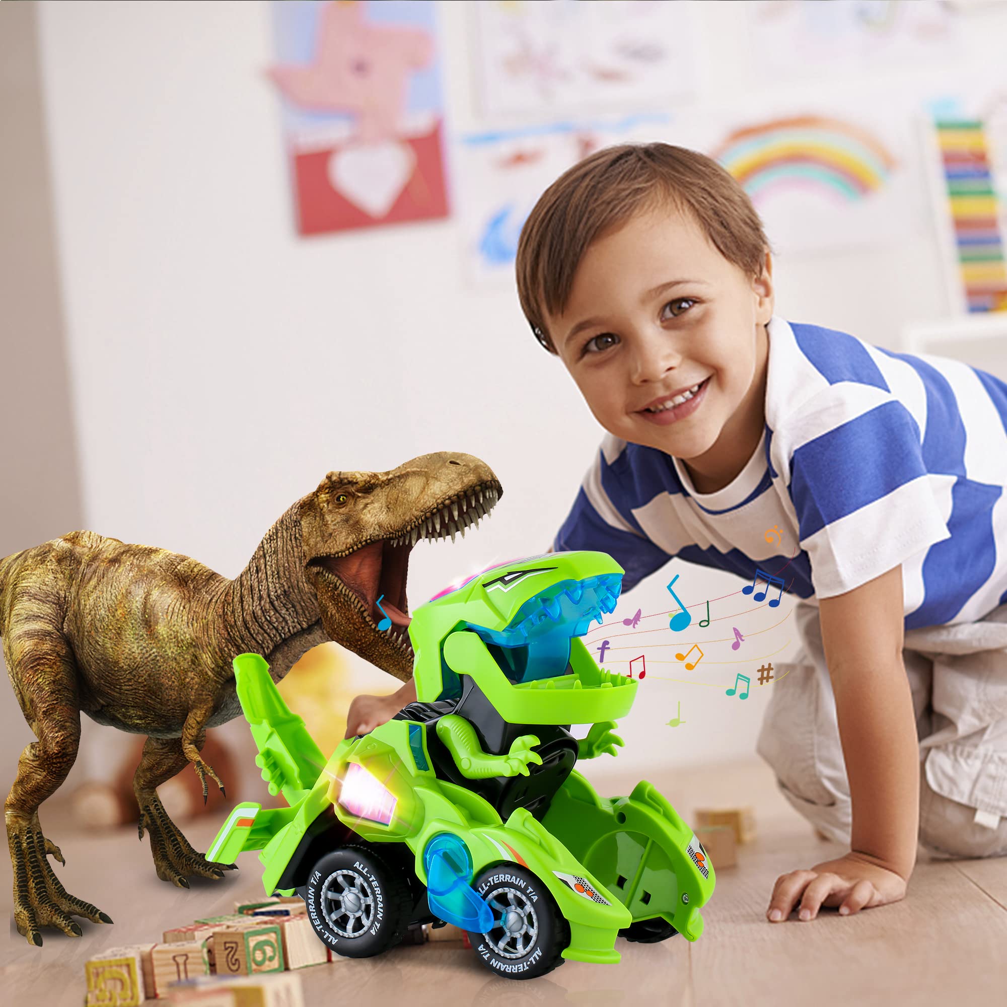 Hirger Transforming Dinosaur Car roaring sound enhances storytelling during playtime