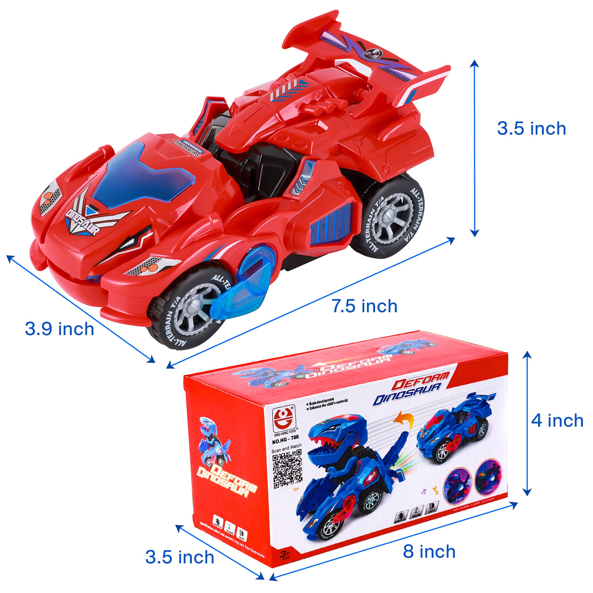 Hirger transforming dinosaur car toy battery compartment easy to access