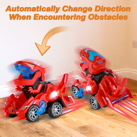 Hirger transforming dinosaur car toy side view showing dual car and dino modes for versatile play