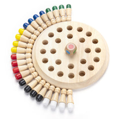Hirger Wooden Memory Chess board shown on a table during family play.