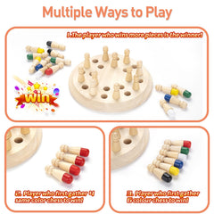 Hirger Wooden Memory Chess pegs laid out for a memory round.