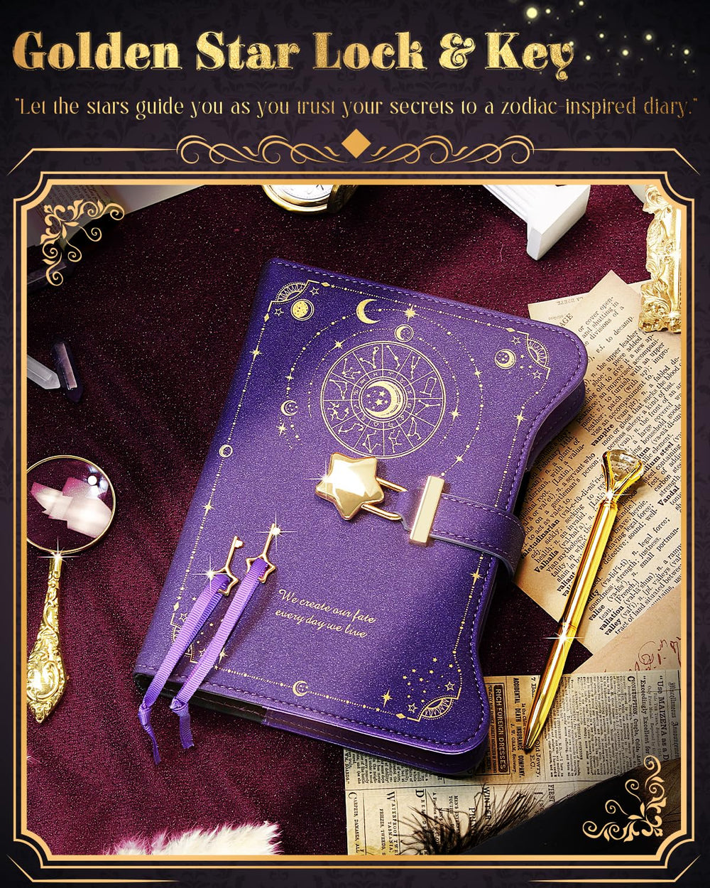 hi!SCI gold diamond pen with ribbon bookmark for elegant writing.
