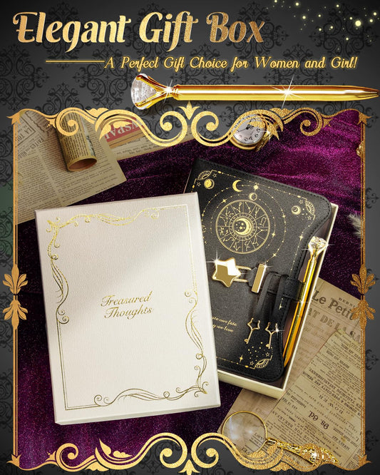 Hi!SCI diary with gold star lock secures private thoughts for safe writing.