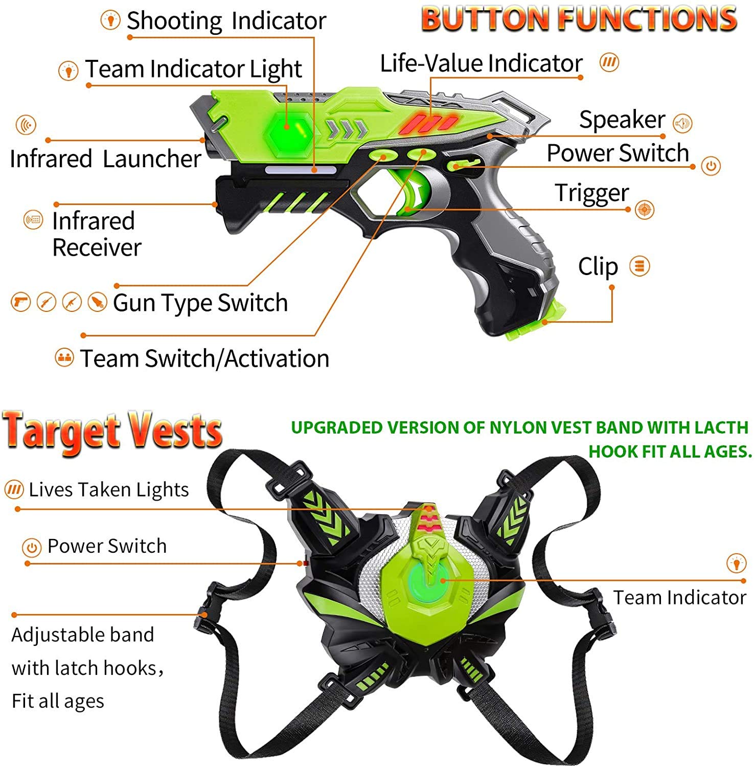 HISTOYE Laser Tag action in indoor and outdoor settings for immersive play.
