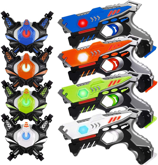 HISTOYE Laser Tag guns in a 4-pack, front view for quick family battles.