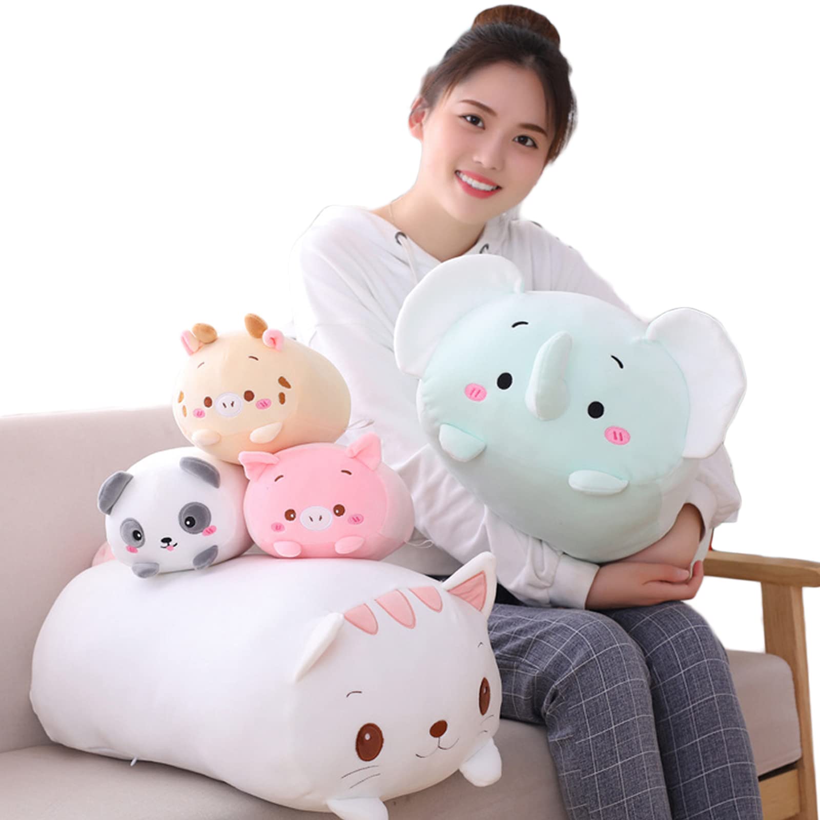 Hitoshe pig plush on bed creates cozy decor and nap buddy