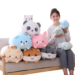 Hitoshe pig plush on sofa adds playful decor and comfort