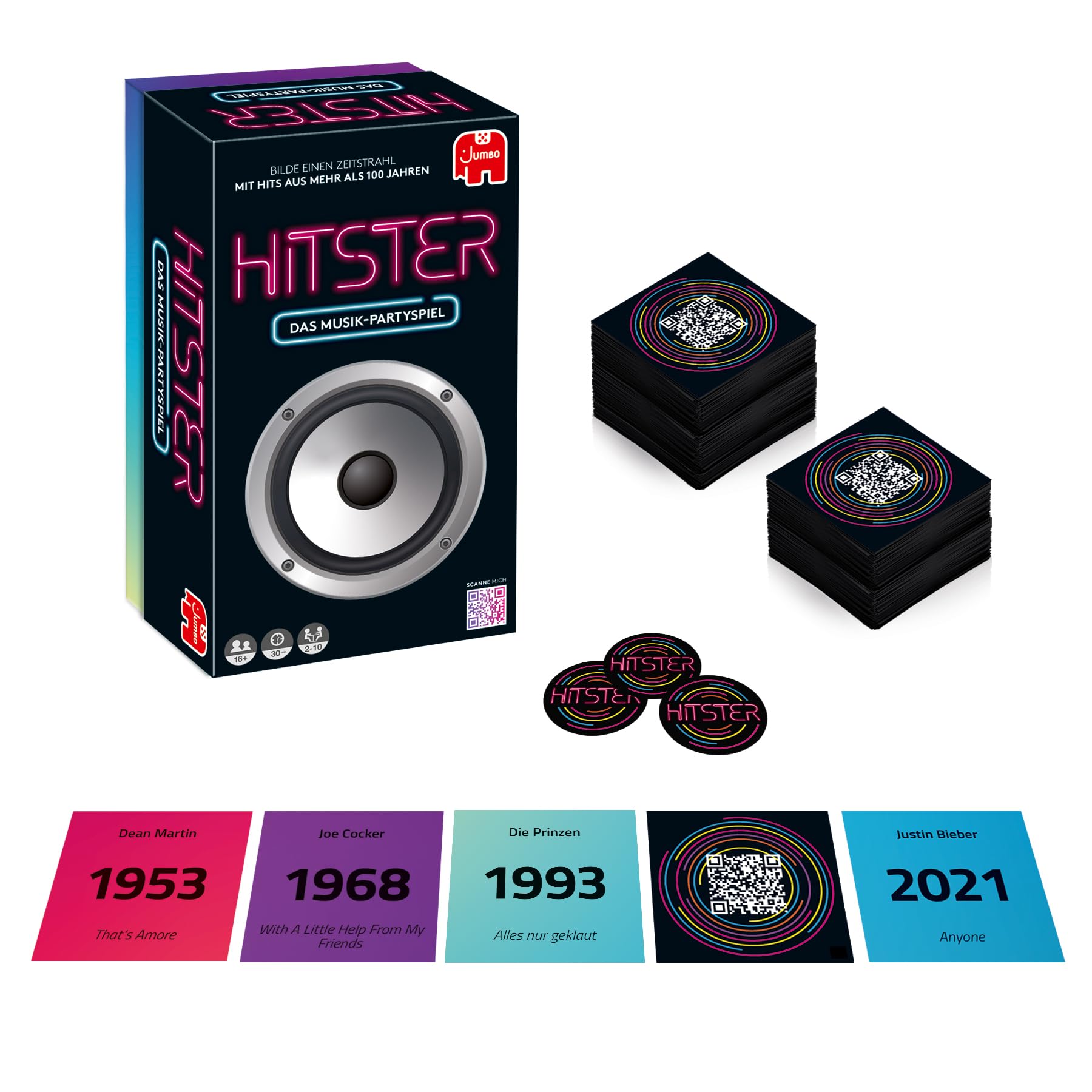 Hitster app scanning a card, seamless digital playback enhances engagement.