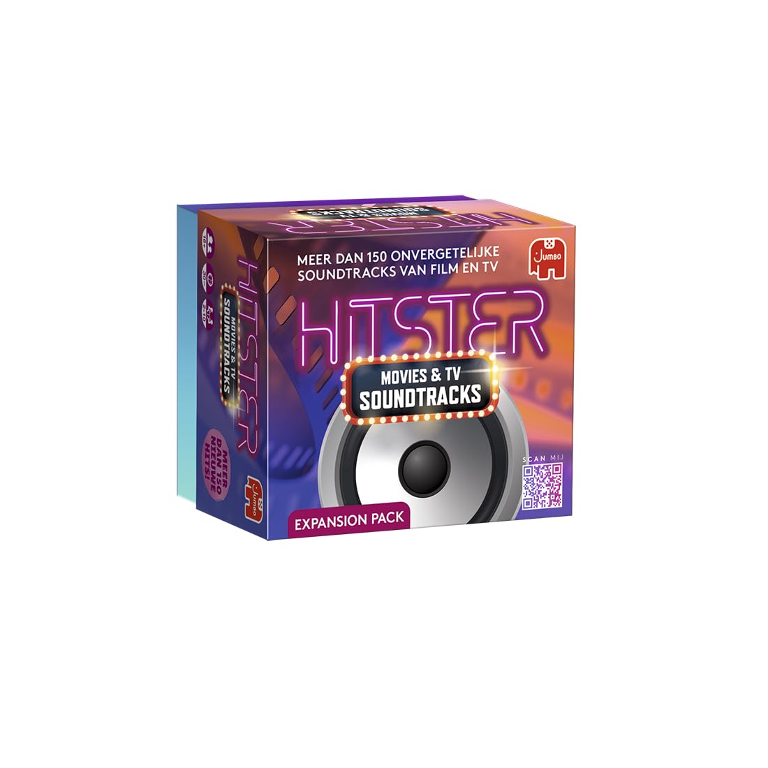 Hitster expansion box front view for quick party setup and nostalgic movie vibes.