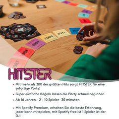 Hitster timeline with difficulty levels, adaptable play for all ages.
