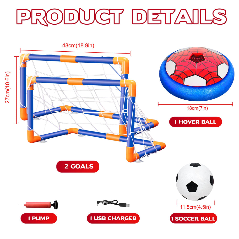 HitToys Spider Hover Soccer Ball set includes two goals