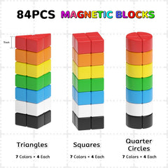 Hiwawind 84-piece blocks stacked showing magnets for stable 2D and 3D structures