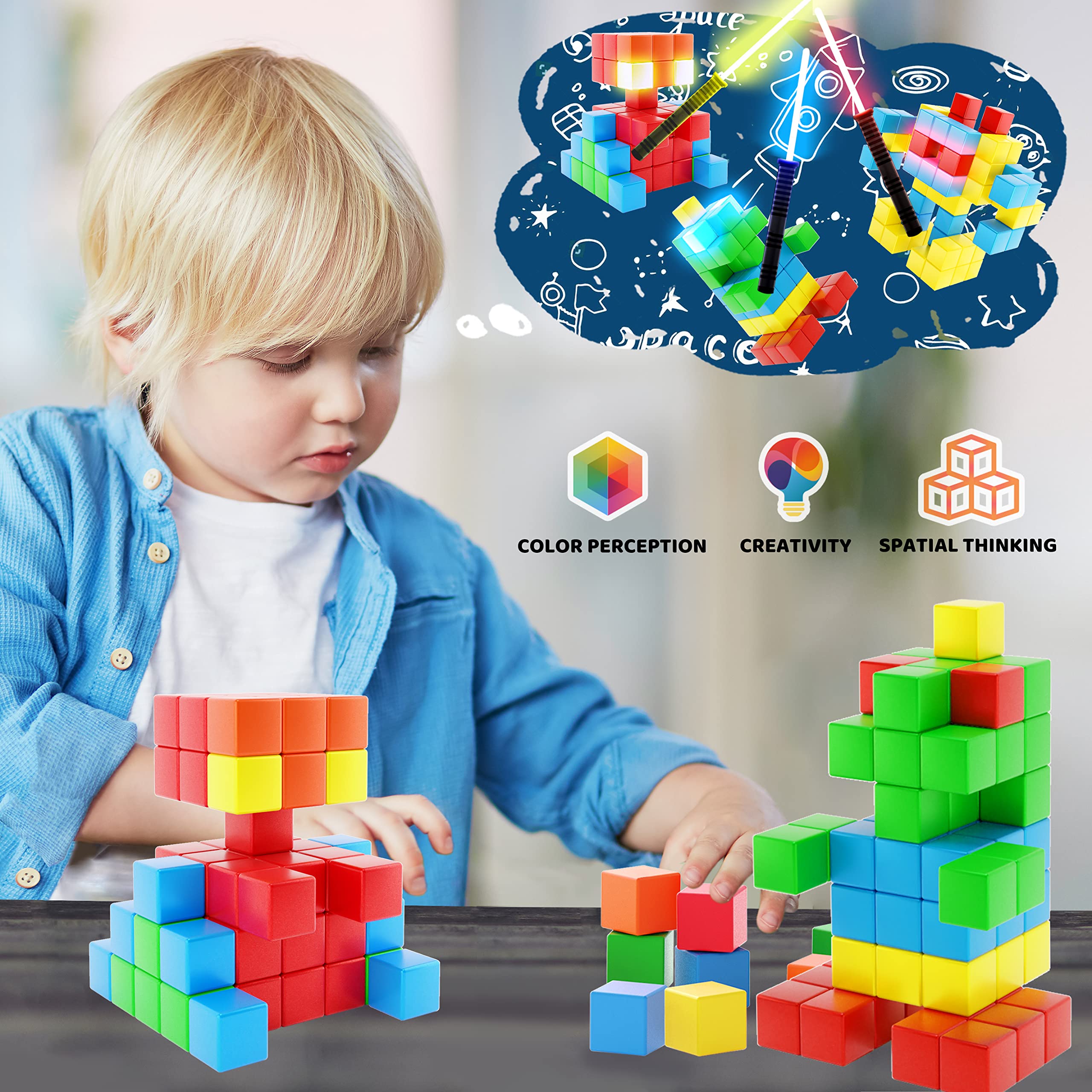 Hiwawind blocks promote color perception and imaginative play through varied shapes.
