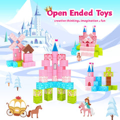 Hiwawind 64-piece magnetic blocks highlighting easy building and colorful patterns