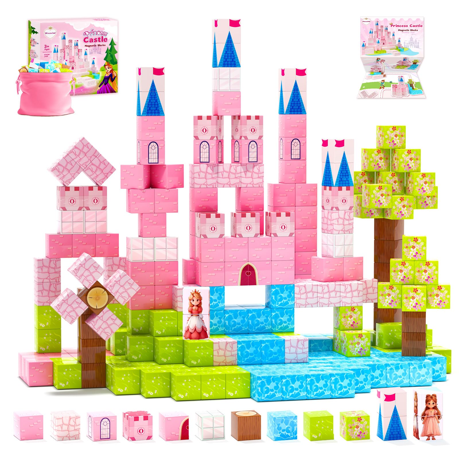 Hiwawind magnetic blocks princess castle set to inspire imaginative play and storytelling