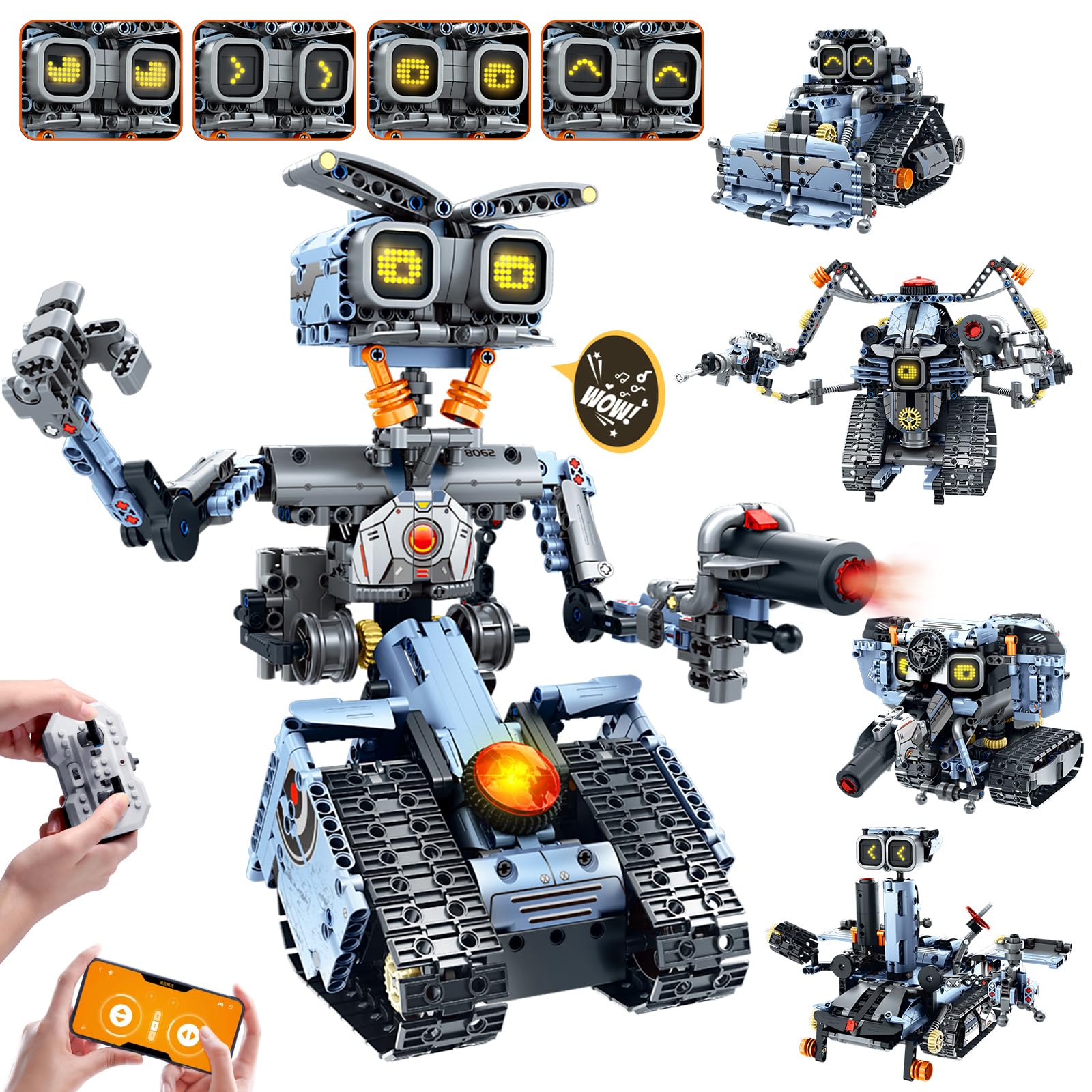 HiWEEGO Changeable LED Eyes robot display with expressive lights for immersive play sessions.