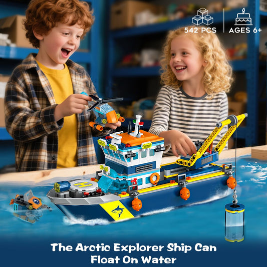 HiWEEGO explorer ship crane and submarine playset for imaginative role-play adventures