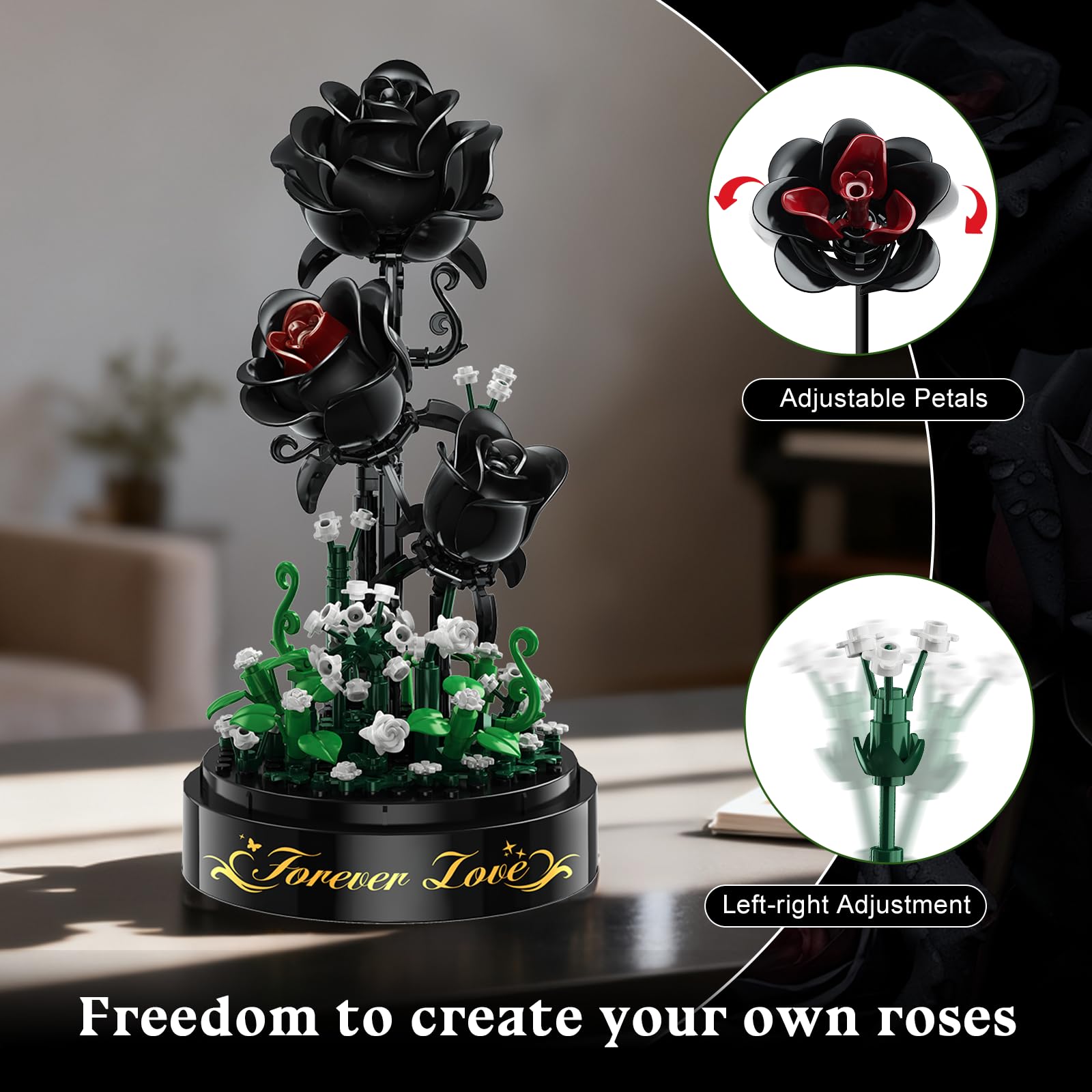 HiWEEGO valentines-day-gift-black-roses presents a unique romantic keepsake for loved ones.
