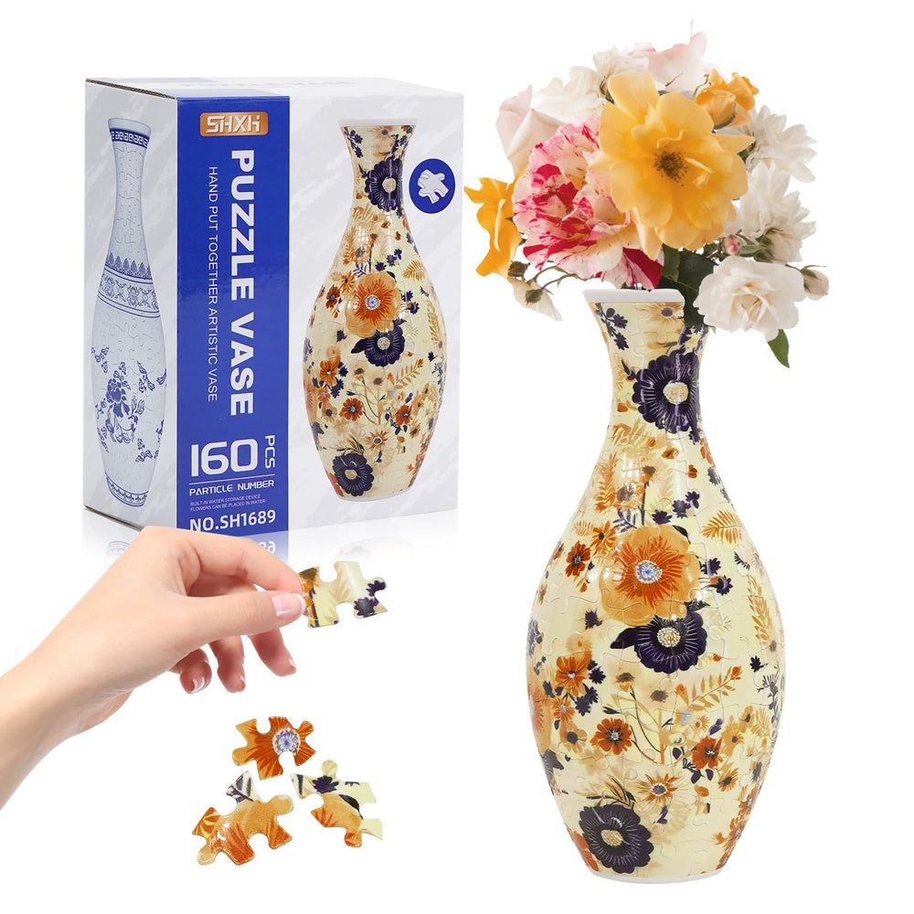 Hiwhy 3D Puzzle Planter Vase assembly forms a unique centerpiece with interlocking pieces.