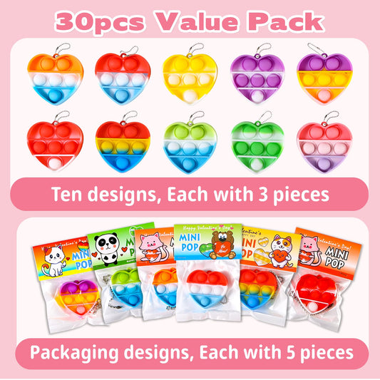 Hiyong mini heart pop toy inside valentines card for kids