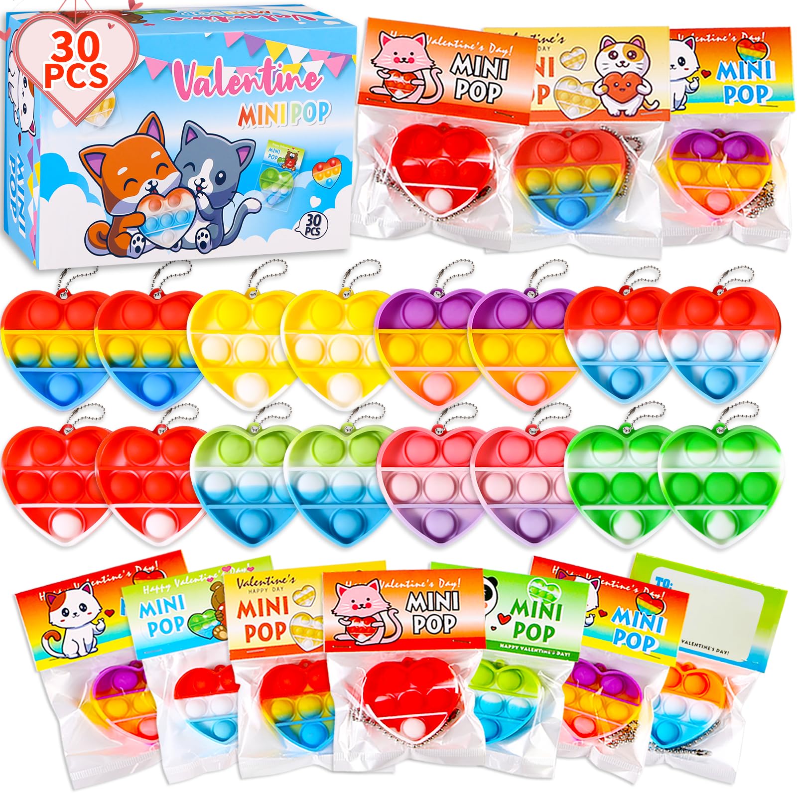 Hiyong valentines pop-toy cards bulk pack for classroom gifts