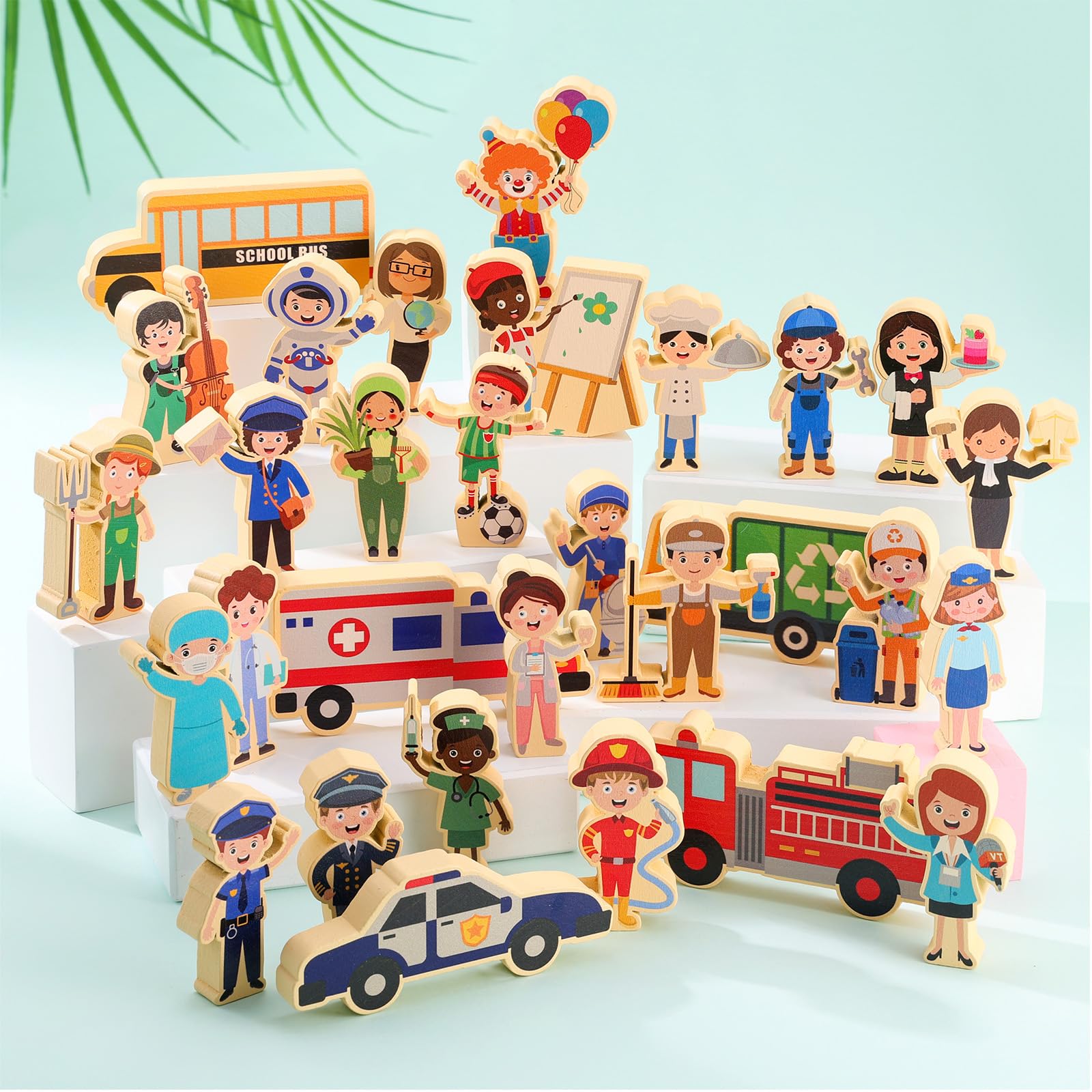 HIYZI colorful wooden figures capture diverse professions for vibrant storytelling.
