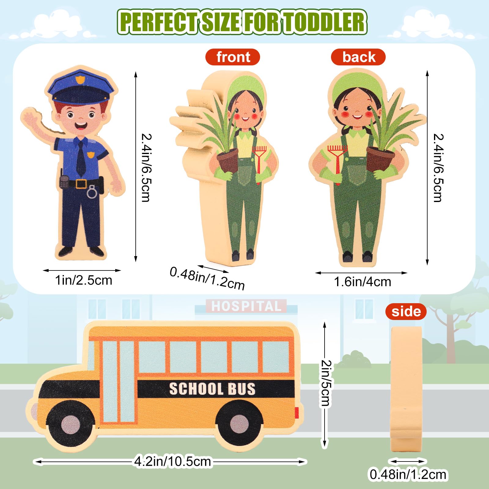 HIYZI wooden occupational cars for role-playing and cooperative learning.