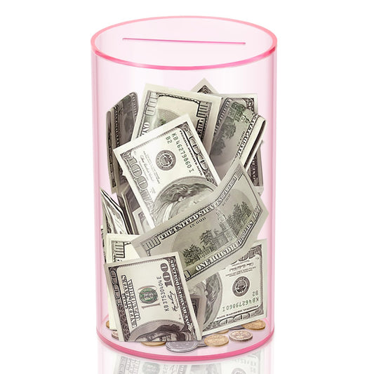 Hizgo clear pink piggy bank with coin slot for visible savings progress