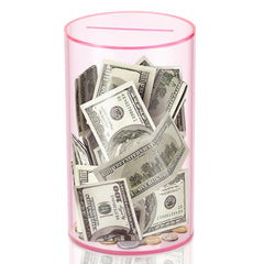 Hizgo clear pink piggy bank with coin slot for visible savings progress