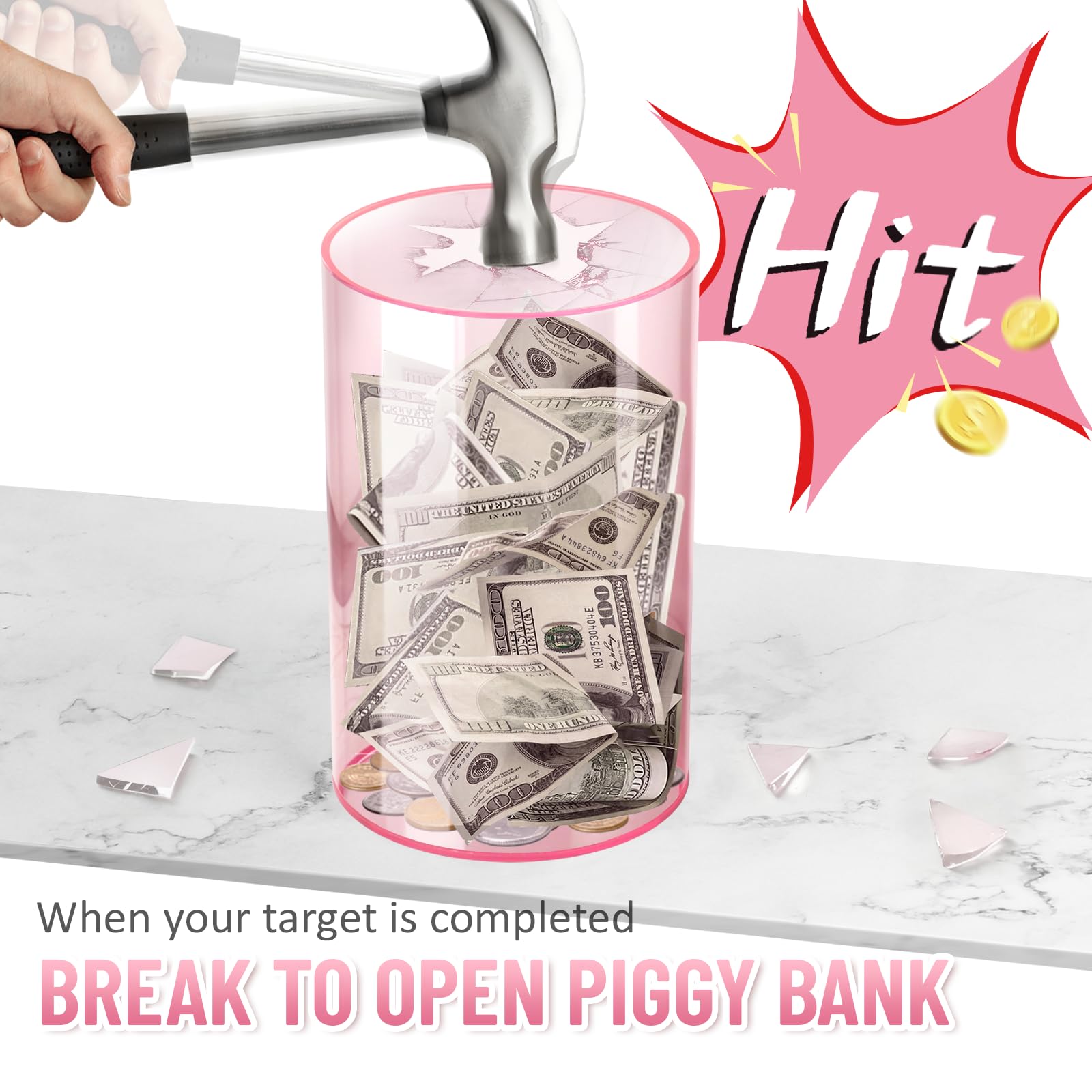 Hizgo 8-inch tall piggy bank showing generous saving capacity