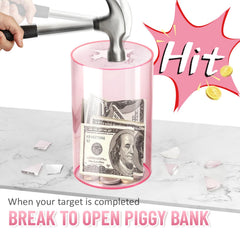 Hizgo break-to-open design invites you to save with purpose until you decide to access