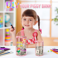 Hizgo pink clear medium piggy bank offers extra room for larger savings goals