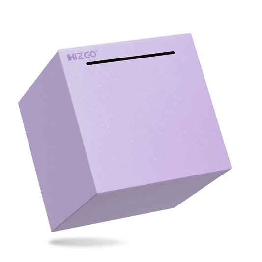 Hizgo purple piggy bank front view with stainless steel durability for long-term savings
