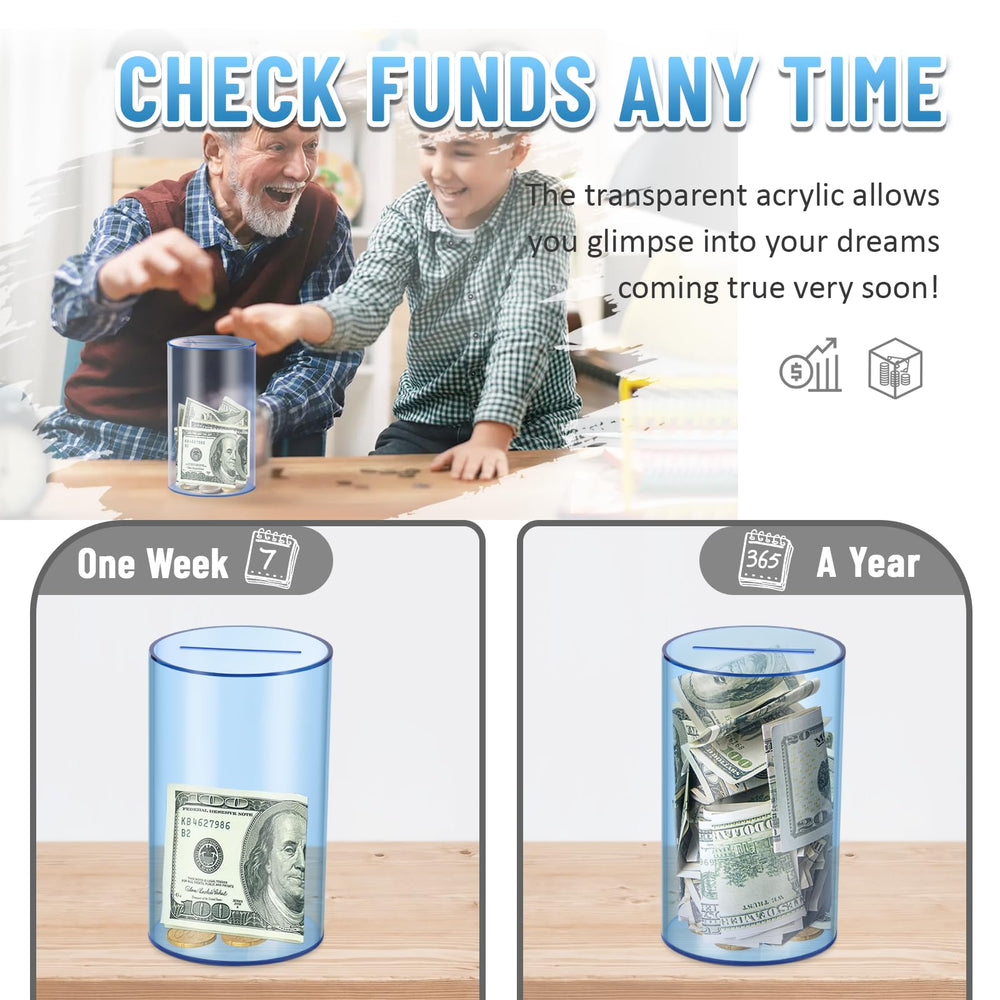 Hizgo small blue acrylic piggy bank break-open design in action
