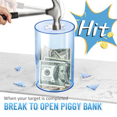 Hizgo small blue acrylic piggy bank personalization-ready surface for stickers