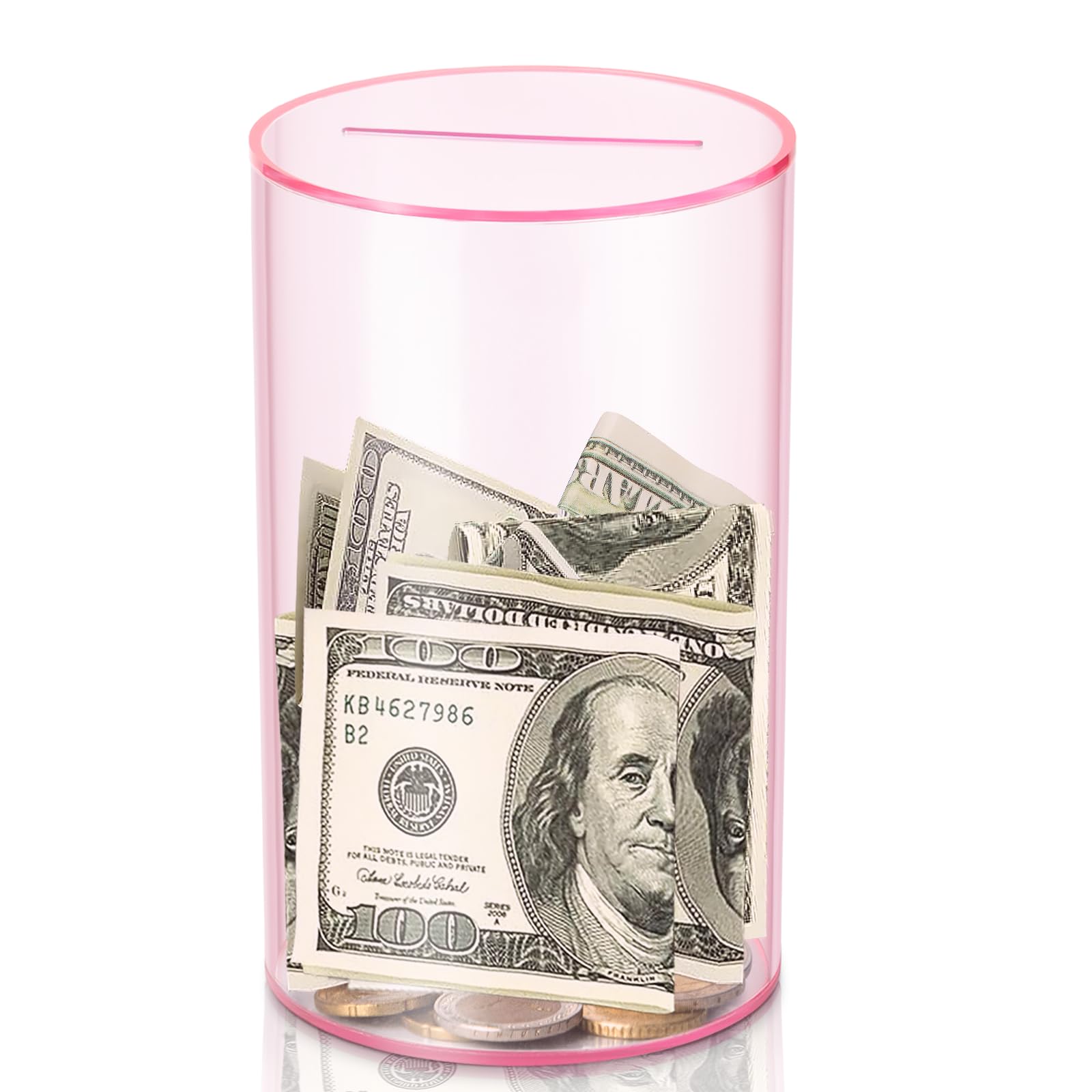 Hizgo pink clear small piggy bank shows savings progress at a glance