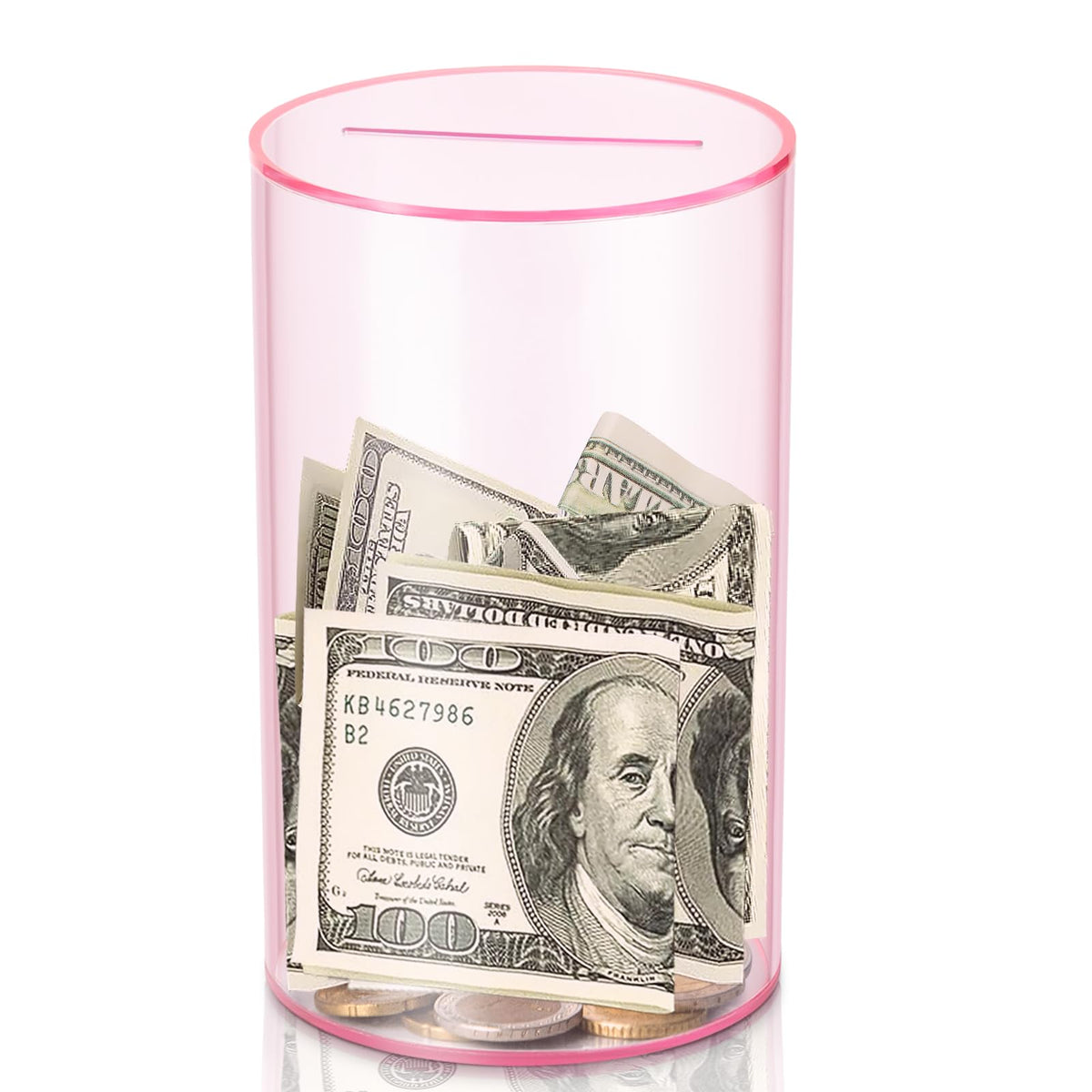 Hizgo pink clear small piggy bank shows savings progress at a glance
