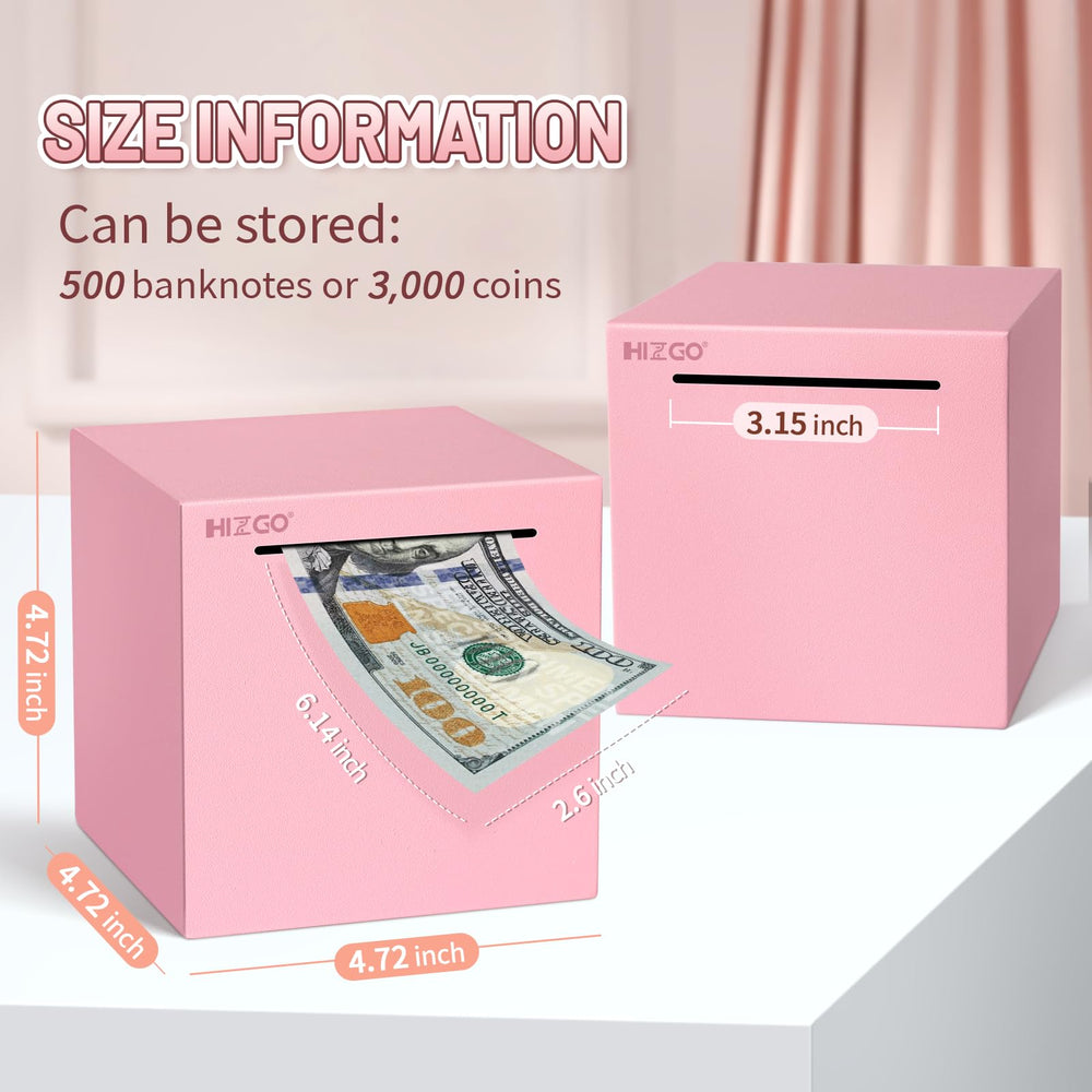 Hizgo pink piggy bank close-up of the coin slot, ideal for deposits.